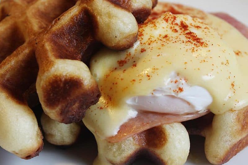 Low-Fat Eggs Benedict Waffles