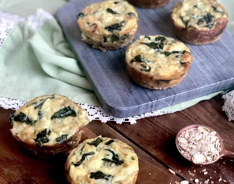 Spinach and Artichoke Mini Quiche with Healthy Grains Crust