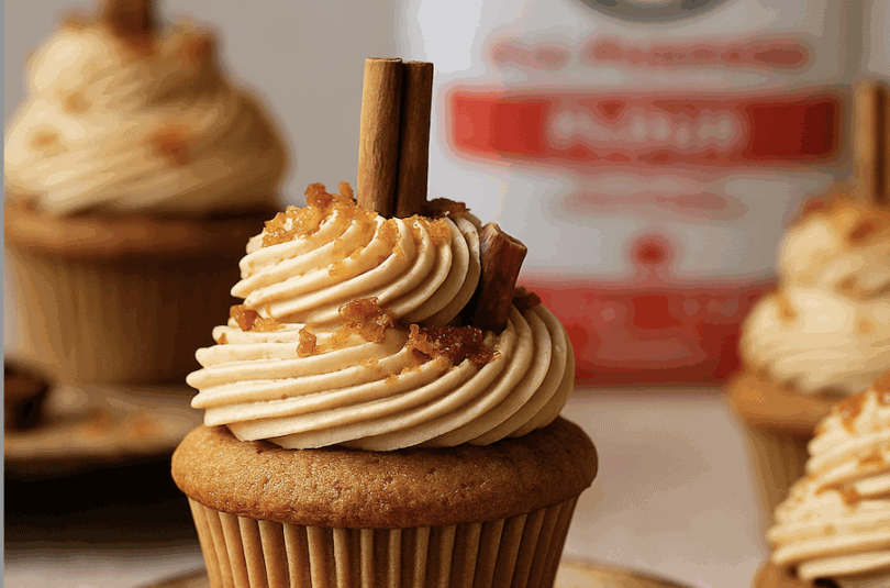 Chai Latte Cupcakes with Caramel Brûlée Frosting