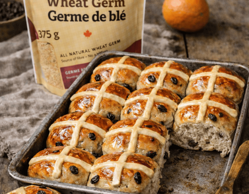 Easter: Soft and Fluffy Hot Cross Buns (with Wheat Germ)