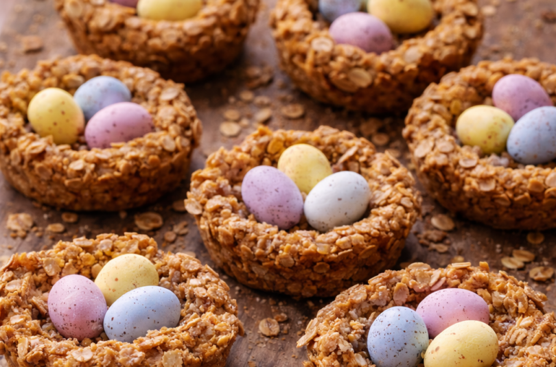 Easter: Mini Egg oatmeal cookie Nests Easter Mini Egg Oatmeal Cookie Nests