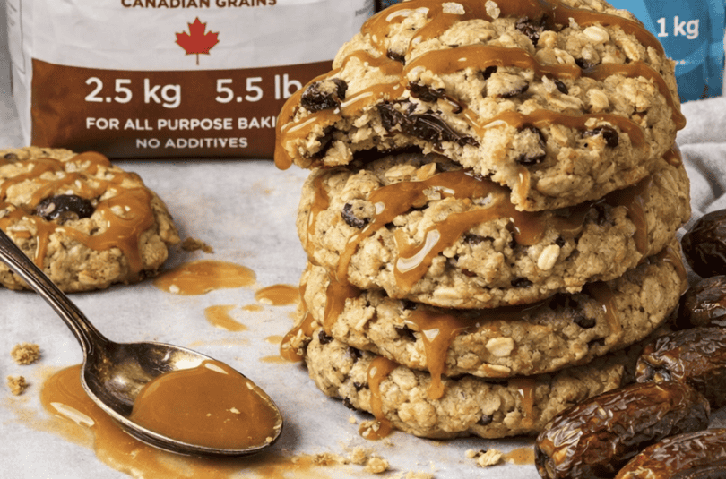 Whole Wheat Oatmeal Chocolate Chunk Cookies with Salted Caramel Drizzle