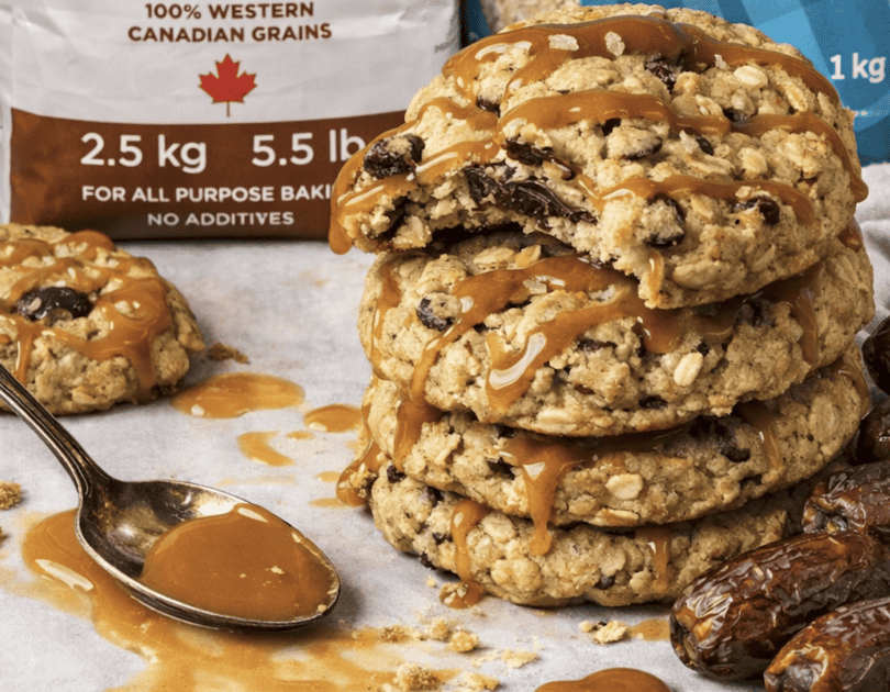 Whole Wheat Oatmeal Chocolate Chunk Cookies with Salted Caramel Drizzle