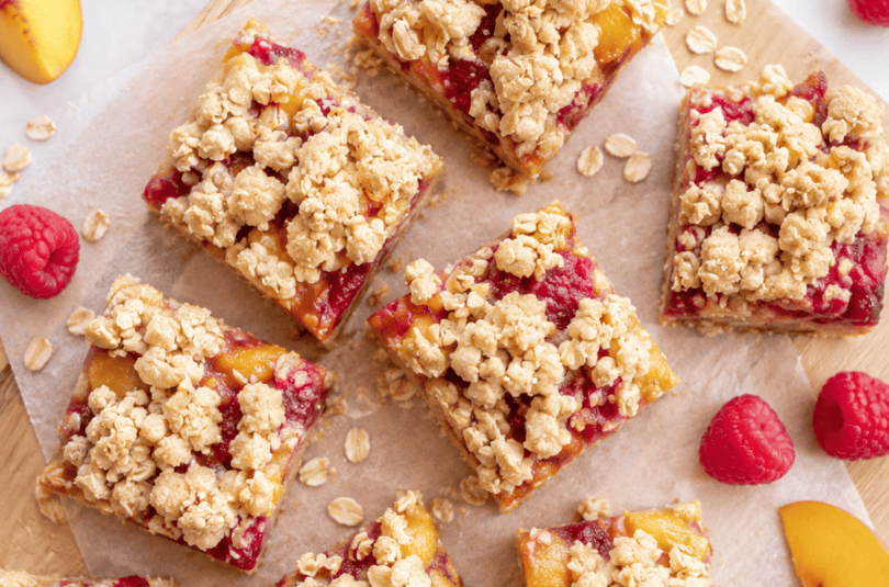 Peach Raspberry Oat Bran Bars
