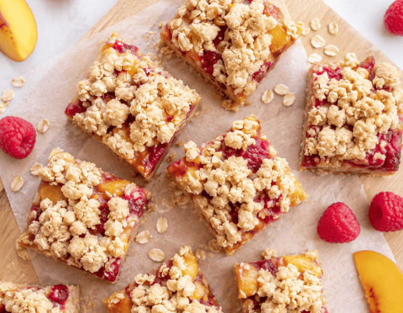 Peach Raspberry Oat Bran Bars