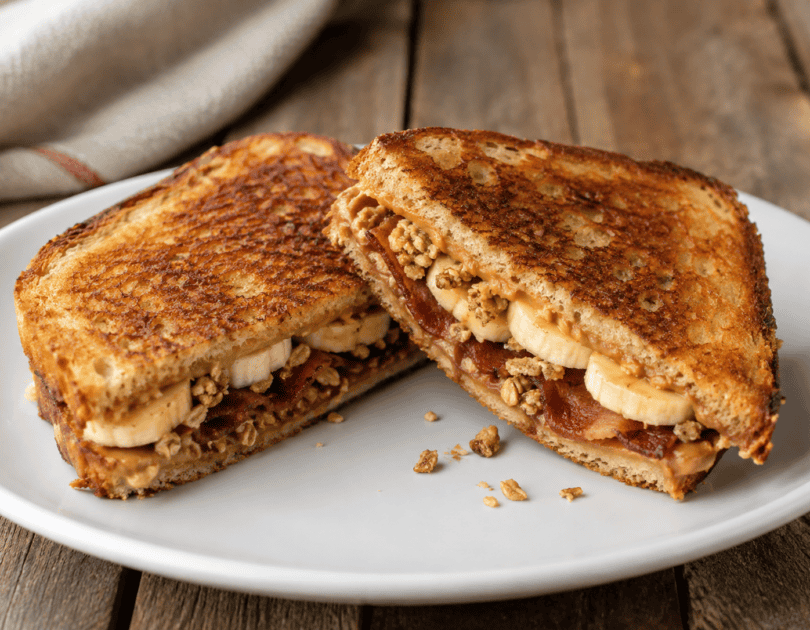 The Elvis Grilled Granola, Bacon & Banana Sandwich